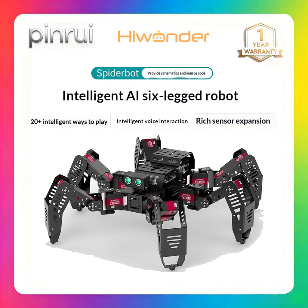 หุ่นยนต์ Hiwonder Hexapod Spiderbot - แมงมุมไบโอนิค AI ปัญญา - เปิดแหล่งการเขียนโปรแกรม Arduino สามข