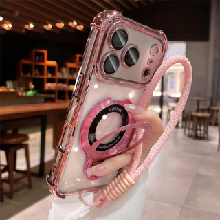 โลหะน้ําหนักเบาวงเล็บแม่เหล็กสร้อยข้อมือเคสโทรศัพท์สําหรับ ไอโฟน 17 มือโปร สูงสุด 16 13 14 15 มือโปร สูงสุด ปลอกกับกล้องเต็มป้องกันกันกระแทกปกฮาร์ดกรณีโทรศัพท