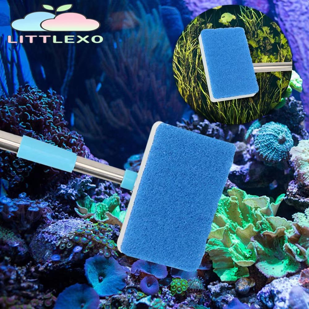 แปรงทําความสะอาดฟองน้ําถัง LITTLEX, สาหร่ายหน้าต่าง Super Long Handle Aquarium Fish Cleaner, สองด้าน 180° แปรงขูดสาหร่ายมัลติฟังก์ชั่นแบบปรับได้