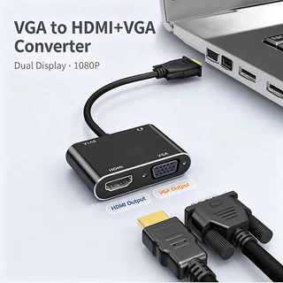 VGA เป็น HDMI อะแดปเตอร์แยก และ VGA พร้อมเสียง 3.5 มม. รองรับจอแสดงผลคู่