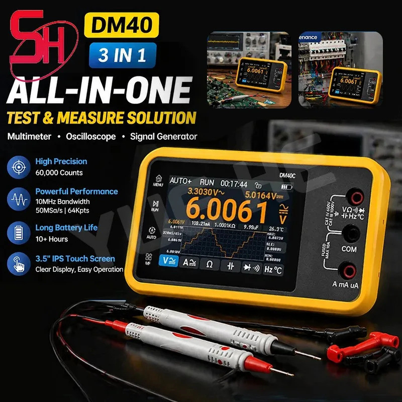 ALIENTEK DM40 3 in 1 50M อัตราตัวอย่างแรงดันไฟฟ้าไดโอดมือถือเครื่องมือยานยนต์ดิจิตอล Oscilloscope มั