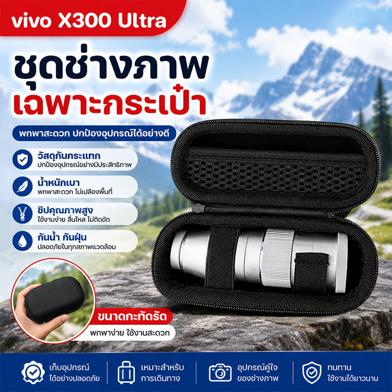 ชุดช่างภาพเฉพาะกระเป๋า PU vivo X300 Ultra การออกแบบ 1:1 ผ้า กันน้ำ ทนต่อการขัดถูและรอยขีดข่วน