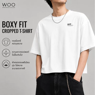 COD จัดส่งตลอด 24 ชั่วโมง Woo Right Cropped T-Shirt เสื้อยืด Oversiz ทรง Boxy Tee ใส่สบาย เสื้อแฟชั