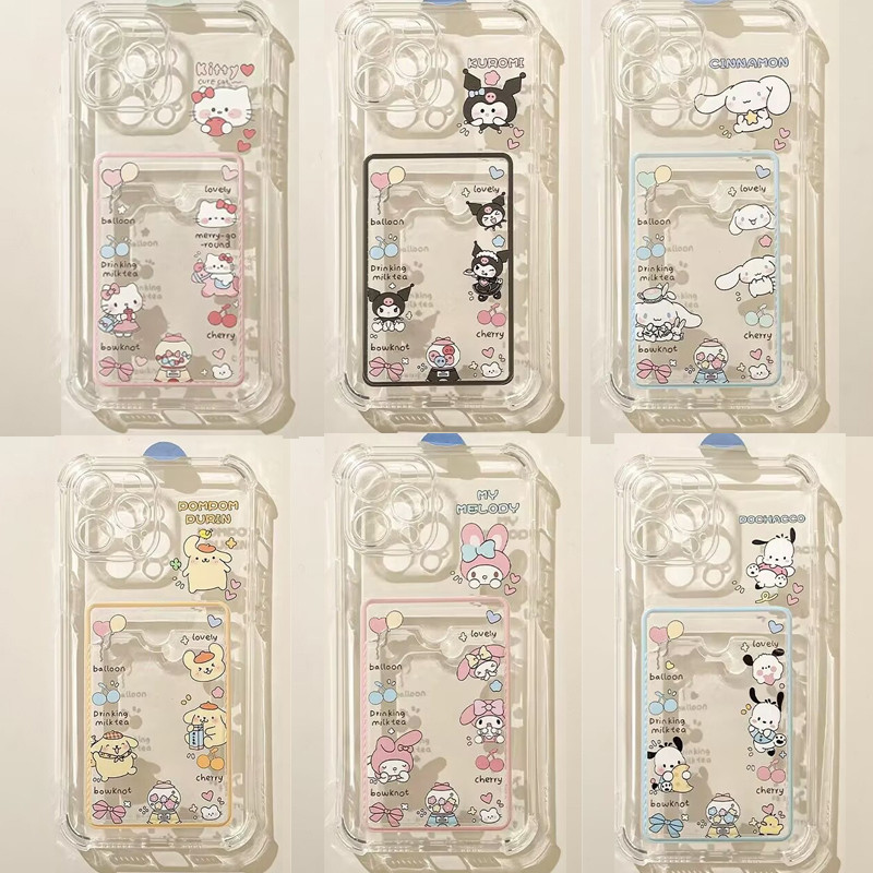 ฝาครอบสําหรับ Samsung Galaxy S25 Edge 5G S24 S23 Ultra Plus FE S24FE เคสโทรศัพท์ Kuromi Cinnamoroll Melody Photo Card ผู้ถือกระเป๋าสตางค์น่ารักการ์ตูนกันกระแทกนุ่ม