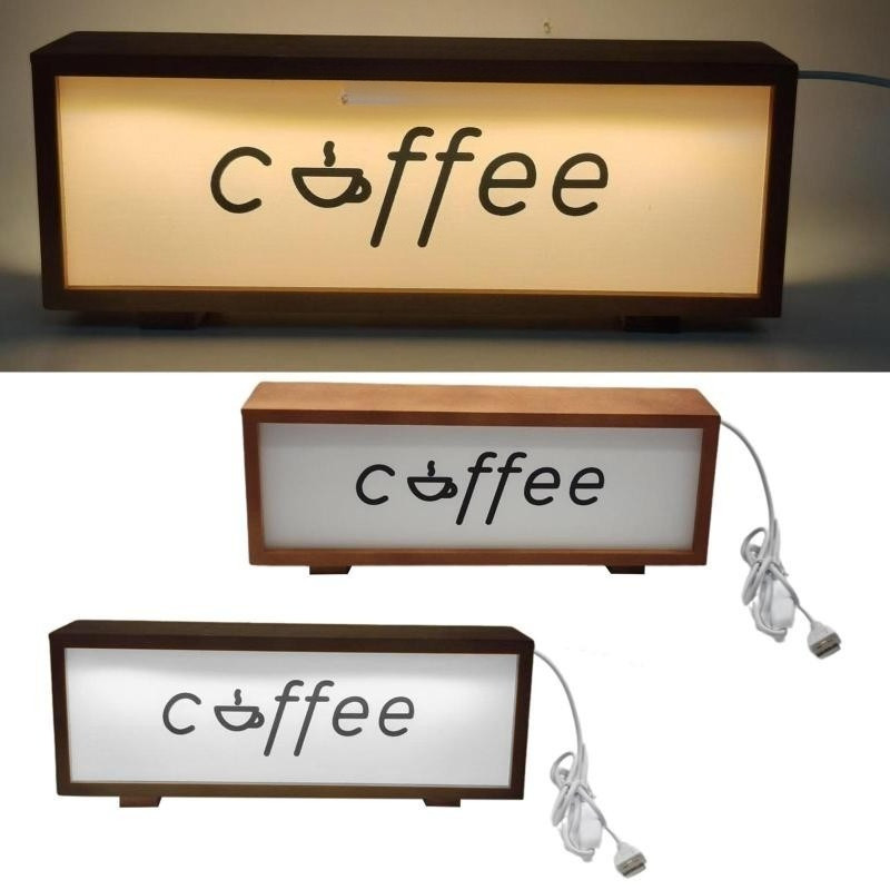 กรอบไม้กาแฟป้ายแสง Night กรอบสําหรับห้องครัวกาแฟบาร์บาร์กาแฟตกแต่งบรรยากาศกรอบแสง