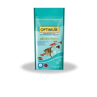 Optimum Micro pellet อาหารปลาเล็ก ปลาหางนกยูง อาหารปลานีออน เม็ดไมโคร น้ำไม่ขุ่น 50 g.