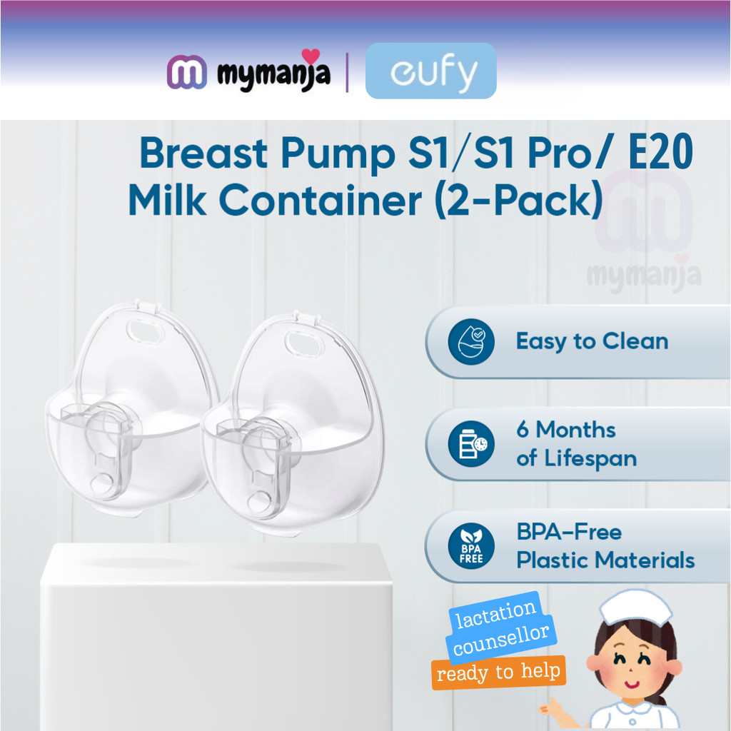 Eufy Milk Container / Cup (2-Pack) สําหรับเครื่องปั๊มนมแบบสวมใส่ S1 / S1 Pro / E20