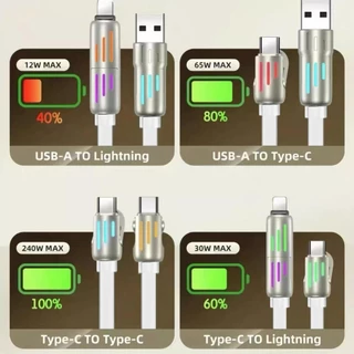 Fast Charge 4 IN 1 สายชาร์จเร็ว ชาร์จเร็ว240W สายชาร์จไฟRGB ยาว1.5เมตร