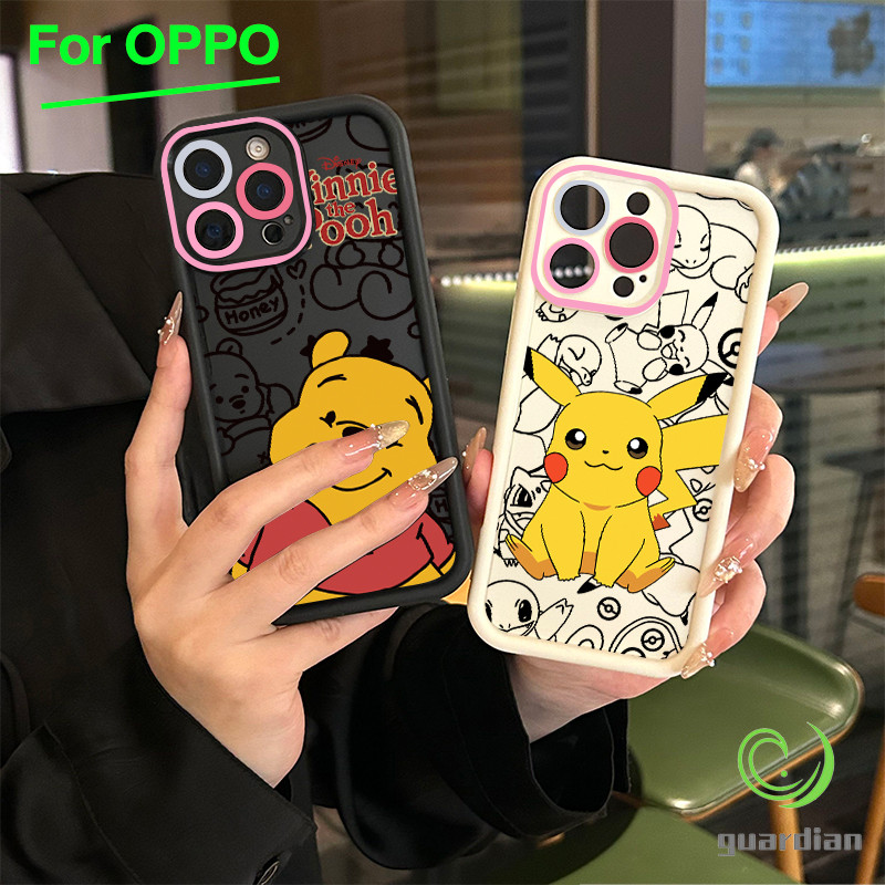 สำหรับ เคสโทรศัพท์ OPPO กรอบเลนส์สีชมพู วินนี่ A3 A3X A60 5G A9 A18 A38 A15 A15s A60 A35 A17 A17K A79 5G OPPOA57 4