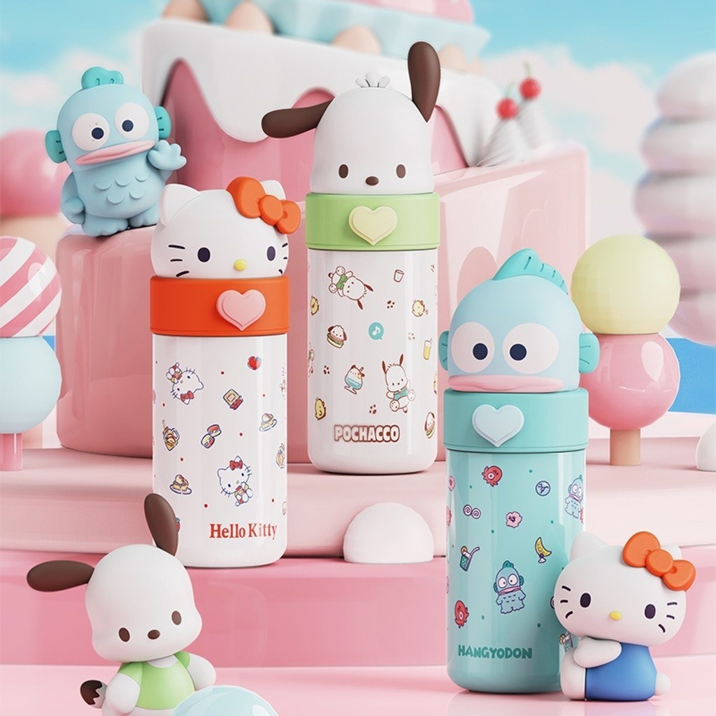 การ์ตูนแบบพกพา Sanrio ถ้วยน้ำนักเรียนหญิงมูลค่าสูง316ถ้วยฉนวนกันความร้อนสแตนเลสสำหรับเด็กเกรดอาหาร br3 th