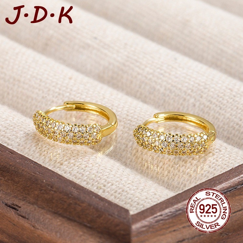 JDK 18K Gold Circle ต่างหูเพทาย 2025 ผู้หญิงใหม่