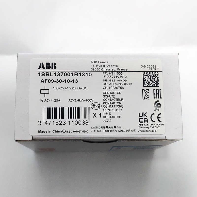 ABB AF Series Contactor AF09-30-10-13 * 100-250V AC/DC;10239756