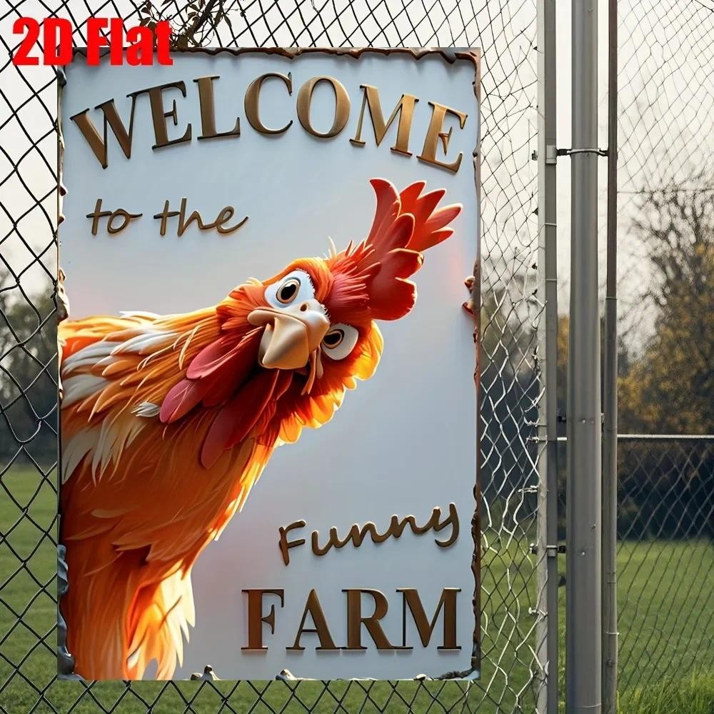 ป้ายศิลปะผนังโลหะรูปไก่ ขนาด 12x8 นิ้ว สไตล์เรียบง่ายสำหรับตกแต่งบ้านแบบฟาร์มเฮาส์และภายนอก