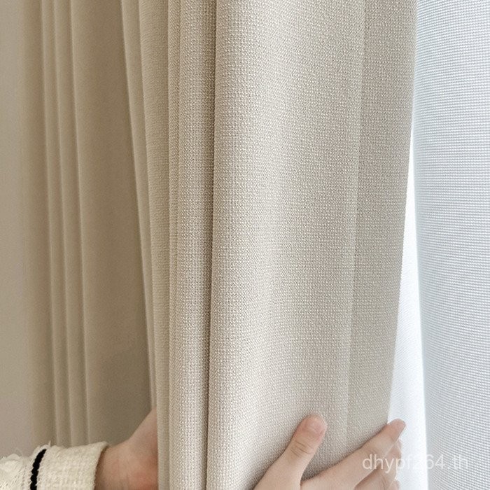 Keqiao French Chenille ผ้าม่านบลัคเอาท์ สไตล์โมเดิร์นสีครีม พร้อมขายส่ง