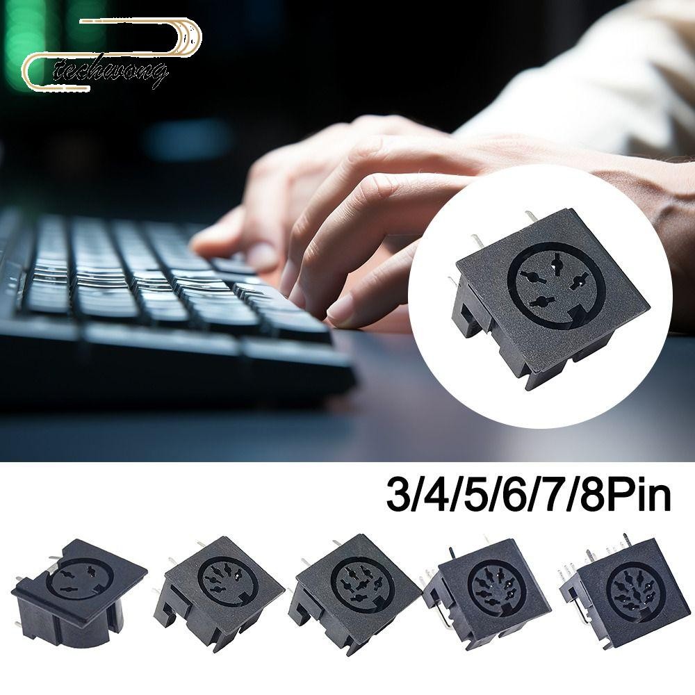 TECHWONG DIN ขั้วต่อซ็อกเก็ตหญิง, 3 4 5 6 7 8 Pin 4 5 6 8 เสา DIN Mini Jack, DIN ซ็อกเก็ตแจ็ค 4P/5P/