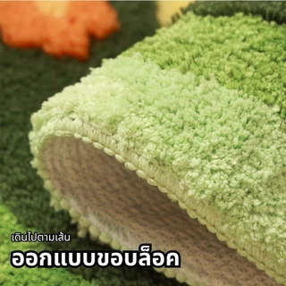 พรมปูพื้นห้องนอน วัสดุแคชเมียร์สามมิติ สไตล์อภิบาลของ INS มอสสีเขียว สด น่ารัก นุ่มสบาย นุ่มสบายและซึมซับได้สูง พรมปู
