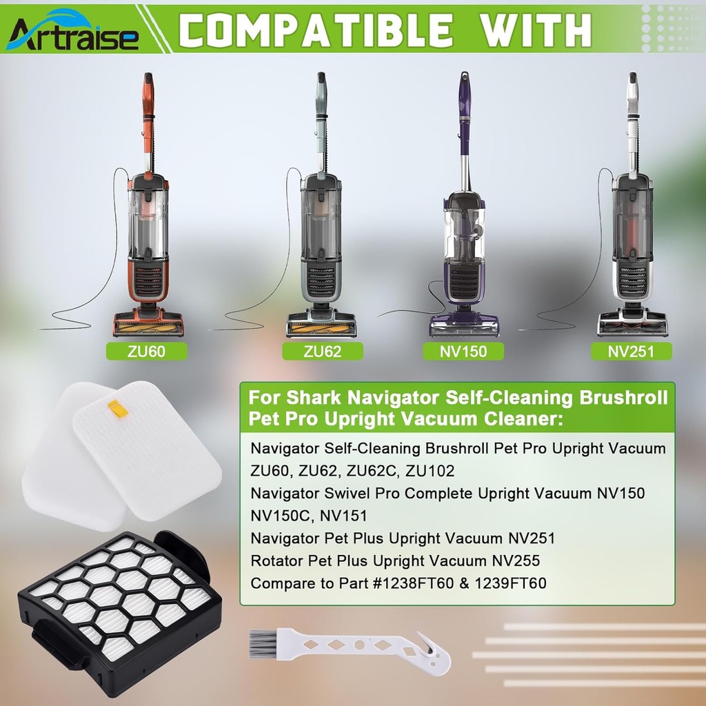Artraise กรองสําหรับ Shark NV255 NV251 NV150 NV151 ZU62 ZU62C ZU60 ZU102 ZU51 Navigator Zero-M Self-