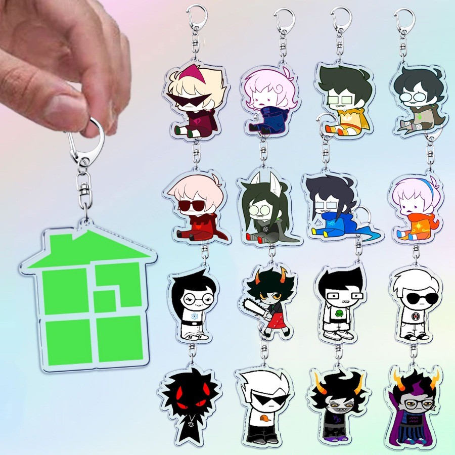 น่ารักการ์ตูน Homestuck พวงกุญแจอุปกรณ์เสริมกระเป๋า Charms Dave Strider John Egbert Karkat Womens Keyrings เครื่องประดับแฟนๆ