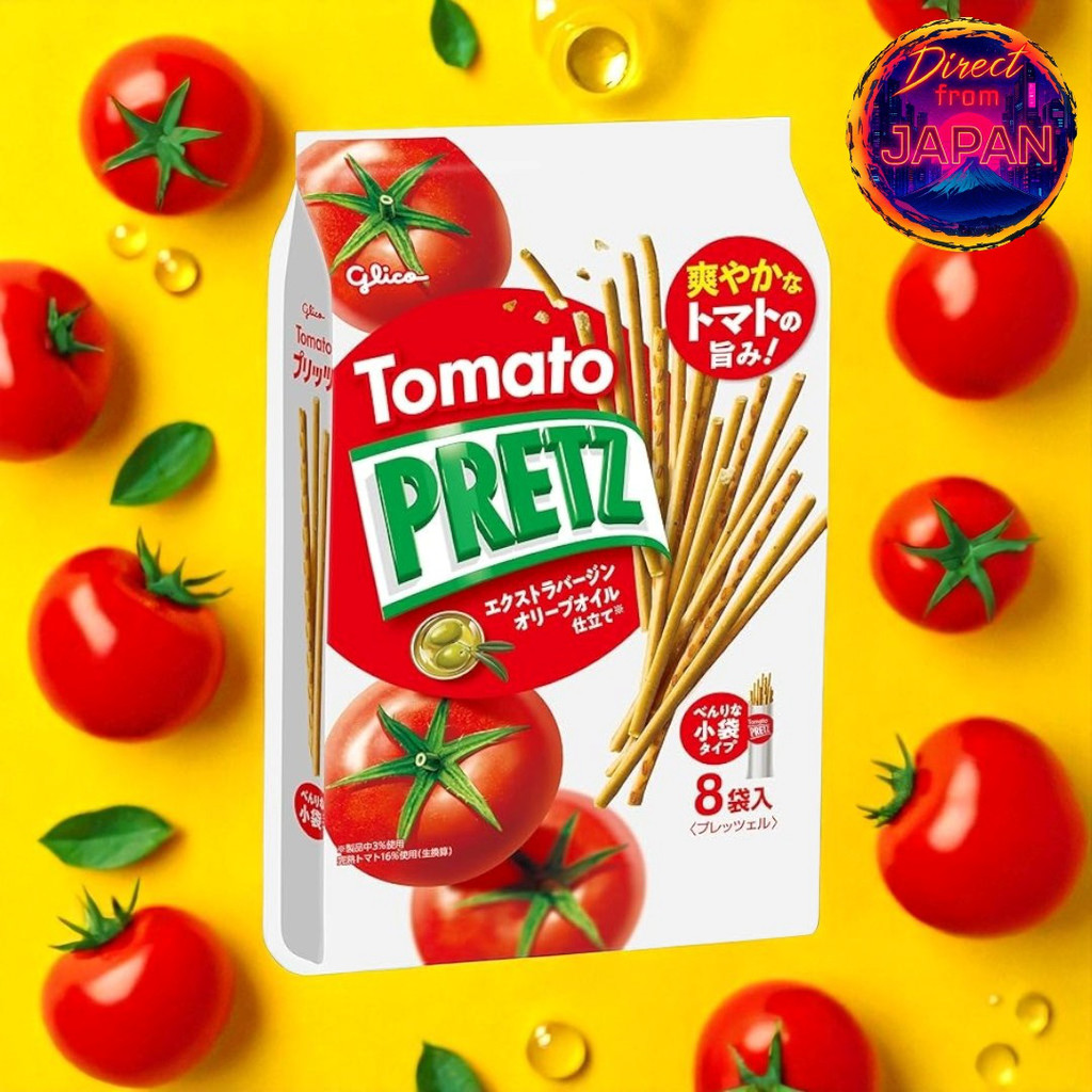 Glico Pretz Tomato Snack Pretzels with Extra Virgin Olive Oil