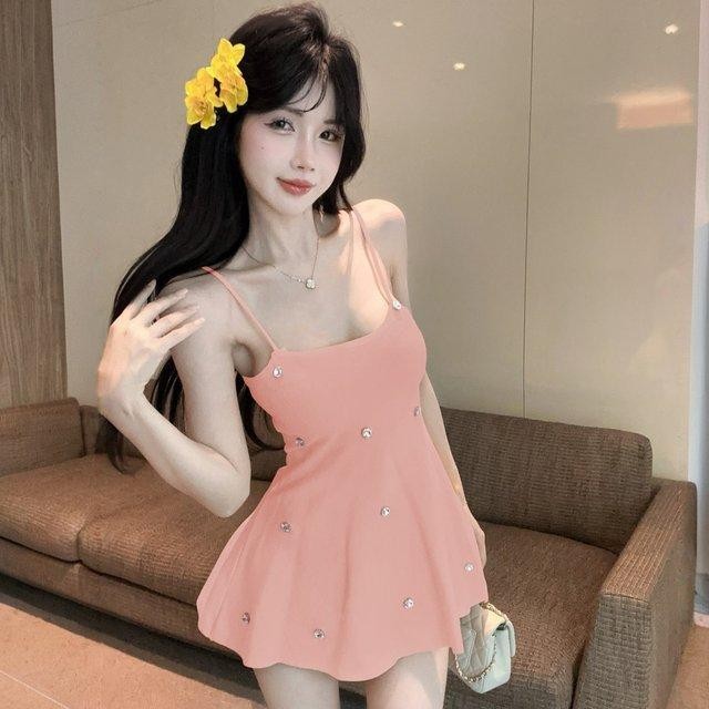 Heavy Industry เพชร-露 ฝัง Pure Hot Girl ระงับกระโปรงขนาดเล็กเปิดเผยกระดูกไหปลาร้าและเอว-exposed, kni