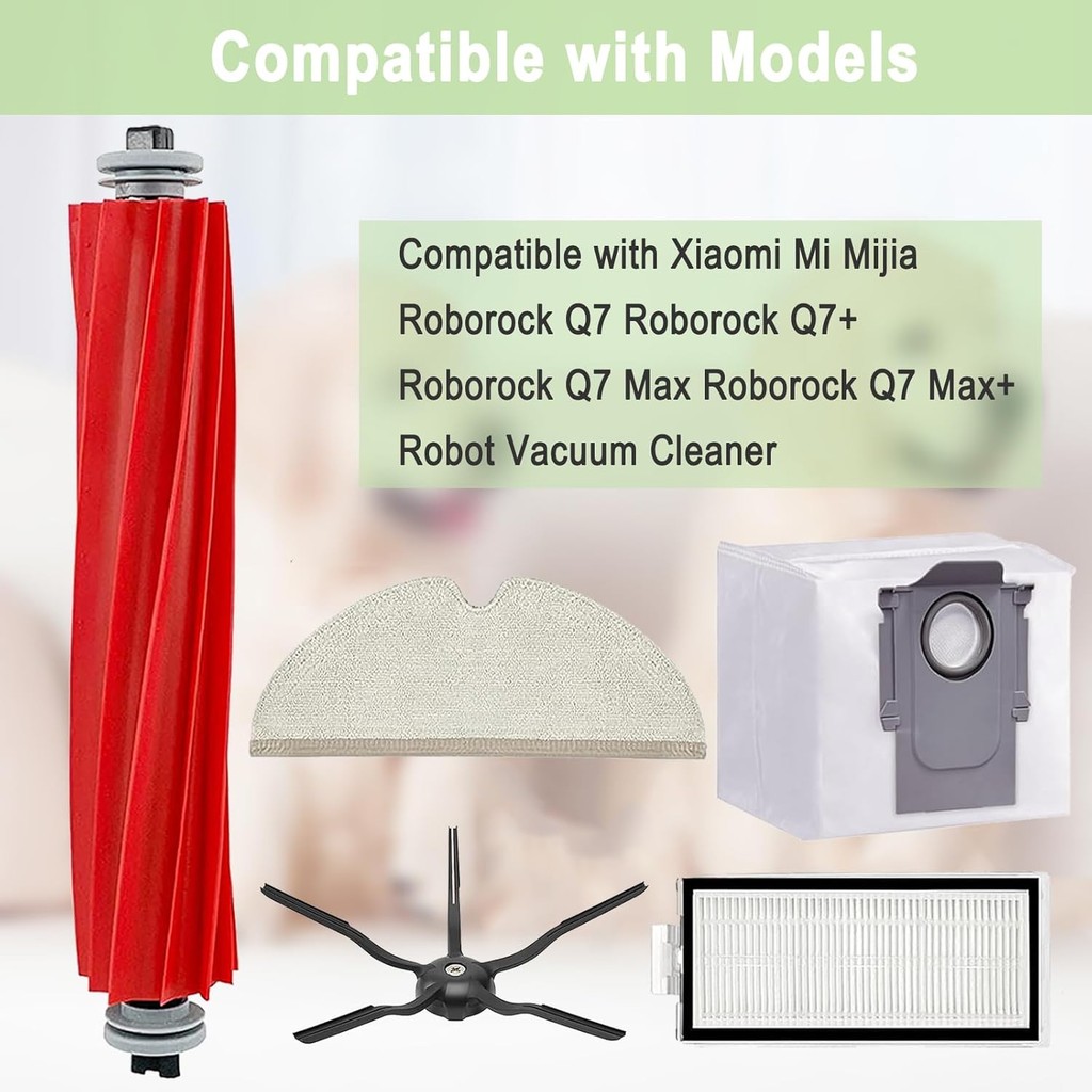 17 แพ็ค Roborock Q7 อะไหล่สําหรับ Roborock Q7 Q7 + Q7 Max Q7 Max + เครื่องดูดฝุ่น,1 แปรงหลัก, 4 กรอง