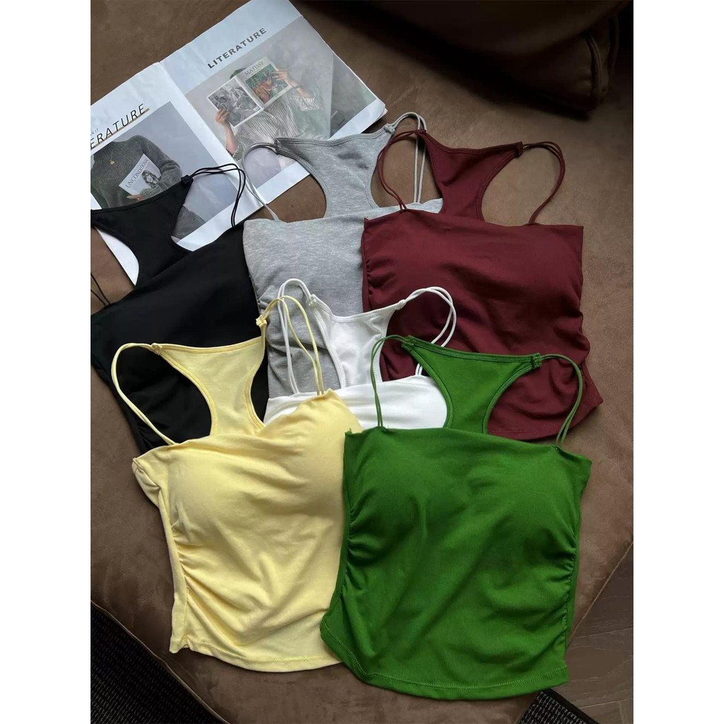 1191 Camisole สำหรับผู้หญิง เสื้อทรงคอร์เซ็ท สีพื้น รูปที่ 5