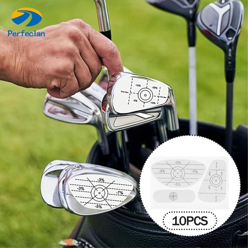 Perfeclan 10 ชิ้นป้ายเทปกอล์ฟอุปกรณ์เสริม Club Impact สติกเกอร์ Swing Trainer