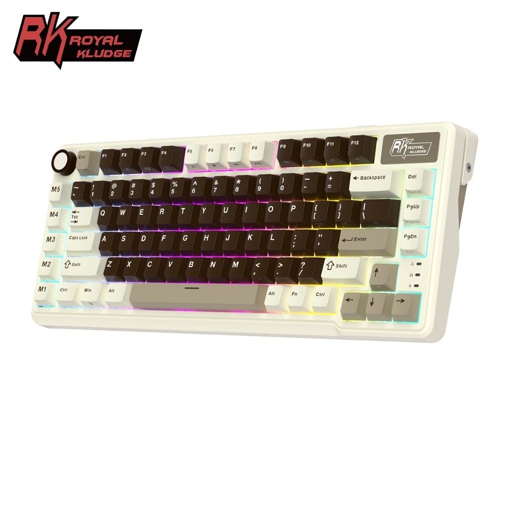 Royal Kludge RK L75 Mocha สีเทา 85 คีย์ Diy TriMode RGB แบบมีสายบลูทูธ 2.4G คีย์บอร์ด