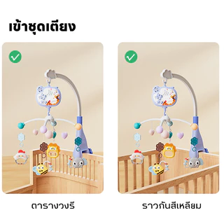 Oldlaiben โมบายติดเตียงเด็ก หมุนได้ 360° มีเสียงเพลงและไฟนอน มาพร้อมจี้ไก่ดังและจี้ปู ของเล่นเสริมพัฒนาการ