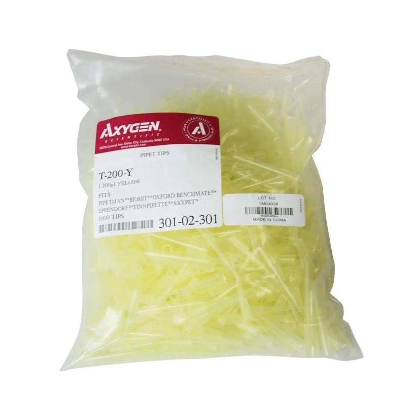 1000pcs Axygen T-350-C 300ul ไม่มีสีTips, T-200-Y 200ul สีเหลืองเคล็ดลับตัวกรอง Micropipette Tip Sin