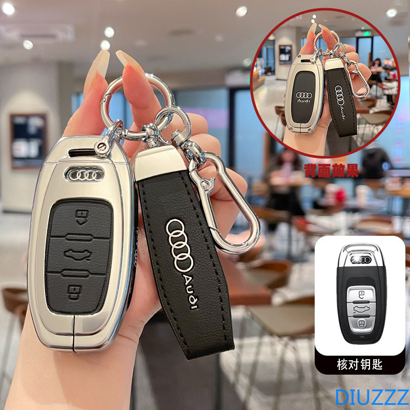 สังกะสีอัลลอยด์หนังรถ Remote Key สําหรับ Audi A3 A4 B9 A6 A7 4K A8 E-tron Q5 Q8 C8 D5 SQ8 สําหรับ Au