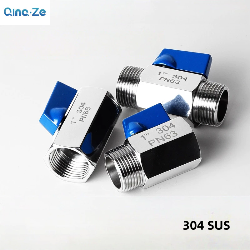304 บอลวาล์วมินิสแตนเลส พีเอ็น63 1/8 1/4 3/8 1/2 3/4 วาล์วสวิตช์ด้วยตนเอง DN6 8 10 15 20 25