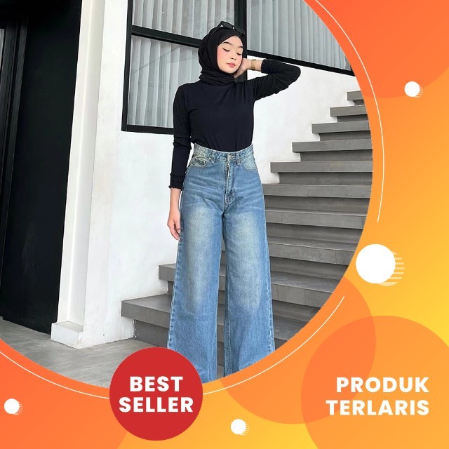 Highwaist Beggy Jeans Hangover Oversize Loose - Korean Beggy Straight Jeans กางเกงยีนส์ผู้หญิง