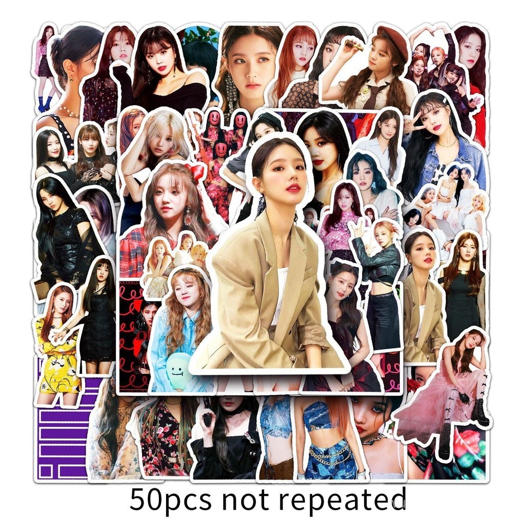 50 แผ่น 6 ซม. (G) I-DLE Girl Group สติกเกอร์กระเป๋าเดินทางสติกเกอร์ตกแต่งกันน้ํา QO9Z