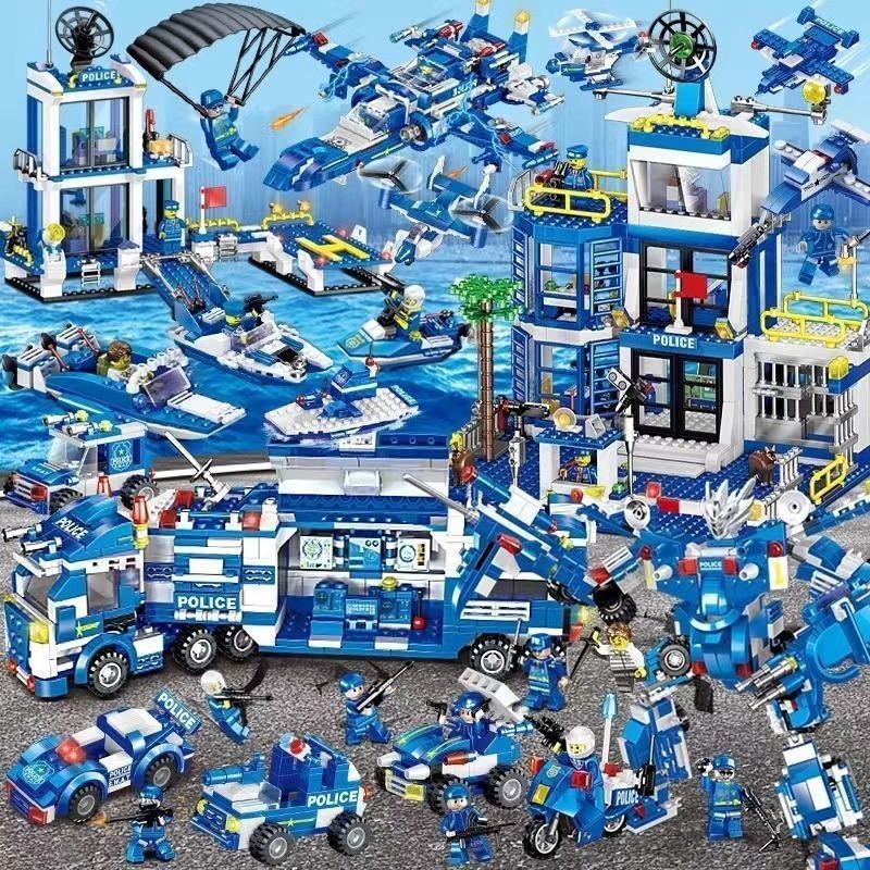 ใช้งานร่วมกับเลโก้บล็อกตัวต่อเมือง Series SWAT อาคารสถานีตํารวจอาคารเด็กการศึกษาประกอบของเล่นวันเด็ก