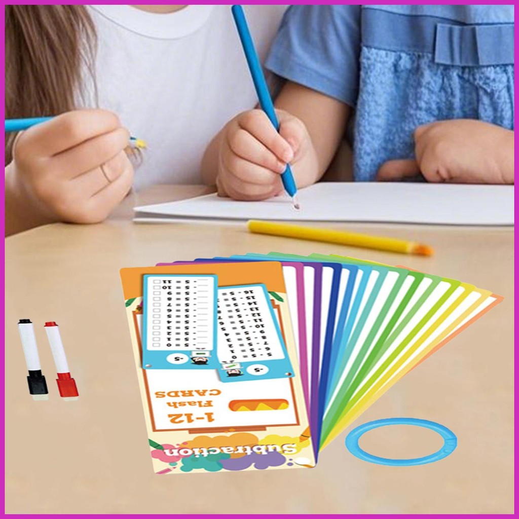 แฟลชการ์ดคูณ Times Tables Resources สําหรับเด็กของเล่นสองด้านพร้อมปากกาลบแห้ง 2 ชิ้นสําหรับ verasat
