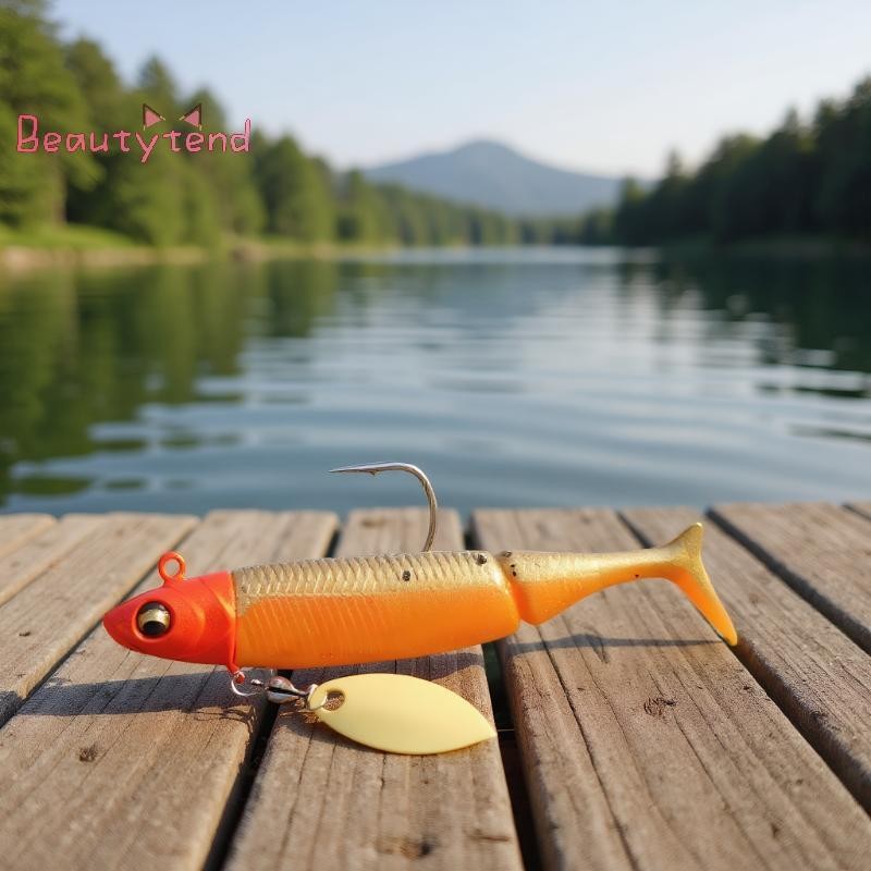 [beautytrend] Glow-In-The-Dark T-Tail Lead Soft Bait Set 9.5cm 20g Single Hook Glitter Bionic Bait เ