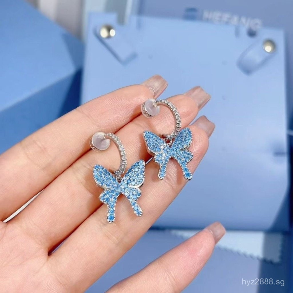 ต่างหูผีเสื้อประกาย HEFANG P85 A3XW BLF7 เหมาะสำหรับเป็นของขวัญในโอกาสวันเกิดและวันวาเลนไทน์