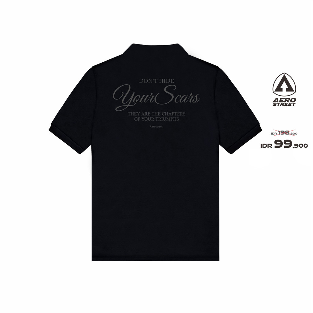 เสื้อโปโล Aerostreet Your Scars Black Man เสื้อโปโล QFA2