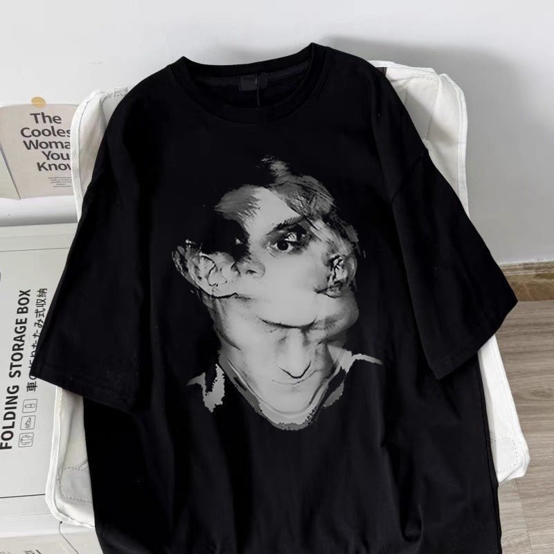 เสื้อผ้าผู้หญิงเกาหลี เสื้อยืดคอกลมขนาดใหญ่ ผ้าฝ้าย 100% FASHION พิมพ์เสื้อลําลองมีสไตล์ y2k S-5XL