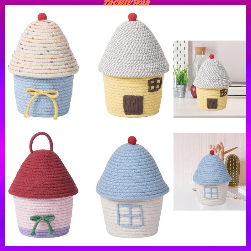 [ทาจิอูวา2] อุปกรณ์ตะกร้าเก็บของบทความสําหรับบ้านในรูปแบบของบ้านที่มีฝาปิดตะกร้าของเล่นที่สวยงามของสํานักงานของสํานักงานของ