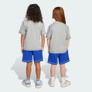 adidas ไลฟ์สไตล์ ชุดเสื้อยืดและกางเกงขาสั้นสำหรับเด็ก เด็ก สีเทา JX5258