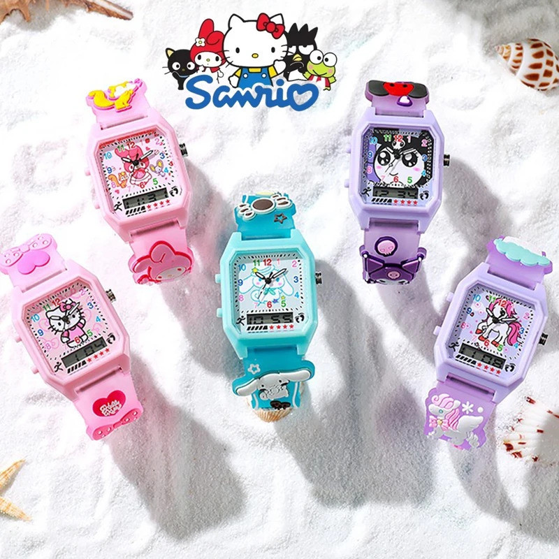 นาฬิกาดิจิตอล Hello Kitty &amp; Kuromi Student Party สำหรับเด็กผู้หญิง เป็นของขวัญวันเกิดที่เหมาะเจาะ