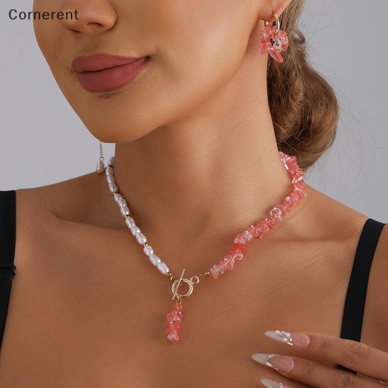 Null หวานคริสตัล Pearl Splicing สร้อยคอหู Studs สําหรับผู้หญิงอเนกประสงค์ Casual เครื่องประดับของขวั