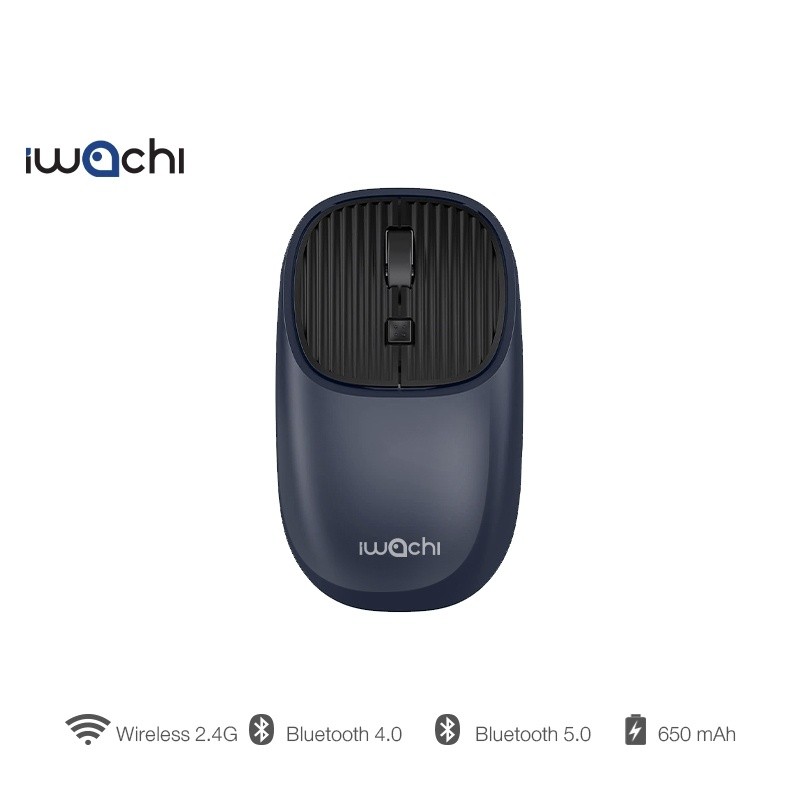 เม้าส์ไร้สาย IWACHI I4 Wireless mouse rechargable bluetooth mouse รองรับ 2.4G BT4.0/BT5.0 ไร้เสียงรบ