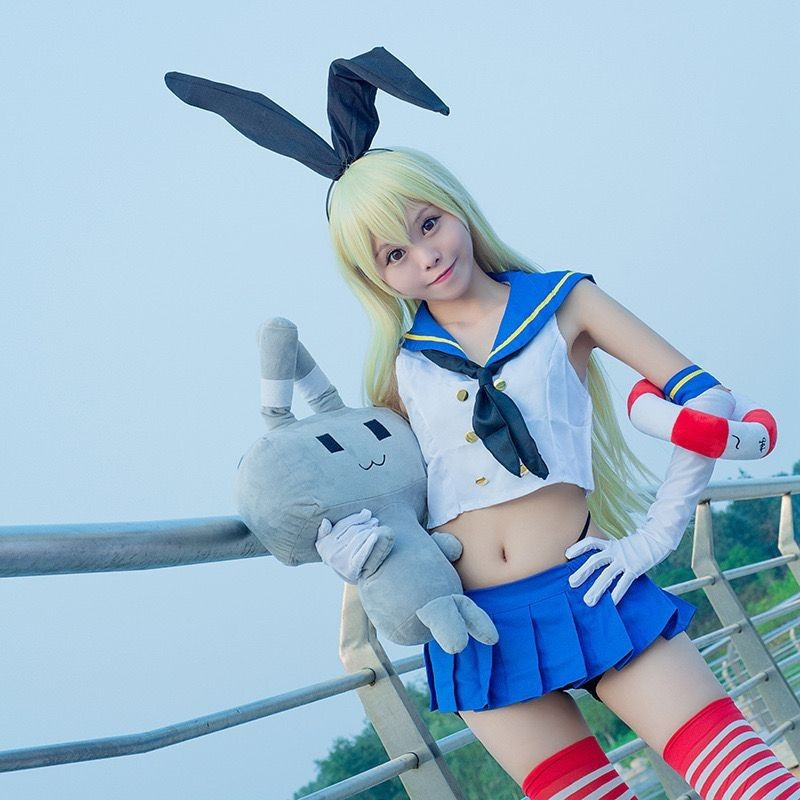 Kantai Collection shimakaze คอสเพลย์ Fleet Ship Girl Collection สไตล์ Shima COS นักเรียนสวมชุดกระโปร
