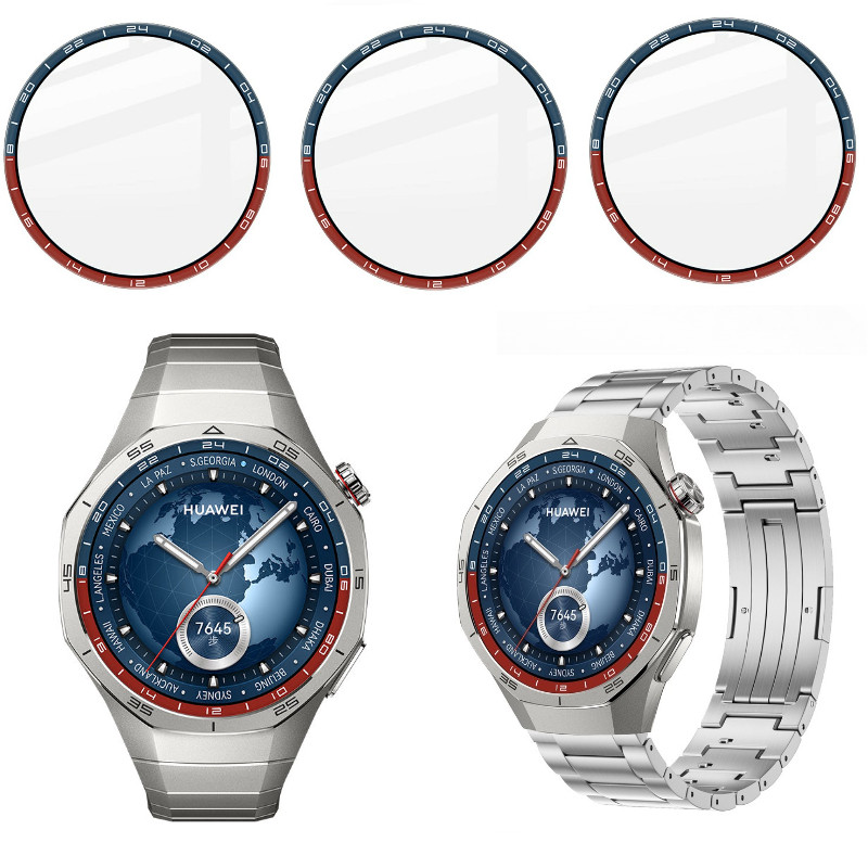 1-3Pcs HD ฟิล์มกระจกนิรภัยใสสําหรับนาฬิกา Huawei GT 6 Pro 46 มม.โค้งขอบที่มีสีสันฟิล์มแก้วสําหรับนาฬิกา Huawei GT6 Pro GT6Pro 46 มม.เวลา/ความเร็ว Scale กรอบป้องกันหน้าจอ