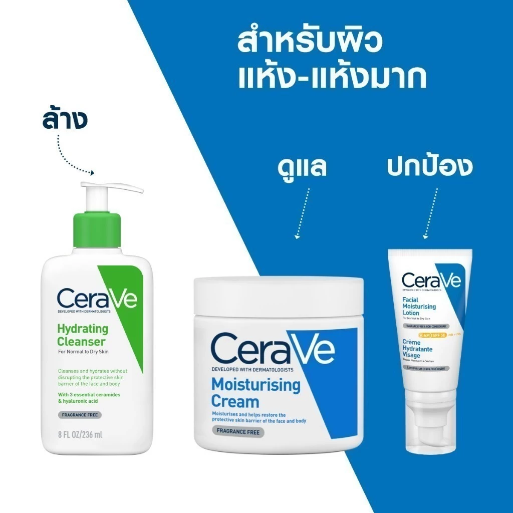เซราวี CERAVE Moisturising Cream ครีมบำรุงผิวหน้าและผิวกาย 454g thumbnail 9