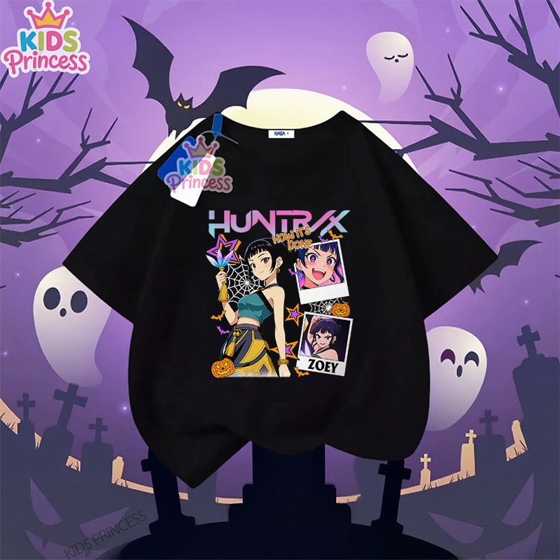 COD Kpop Demon Hunters Halloween T-shirt ฮาโลวีน ลาย เสื้อยืดเด็กพร้อมส่ง ผ้าคอตตอล เสื้อเชิ้ต 90-15