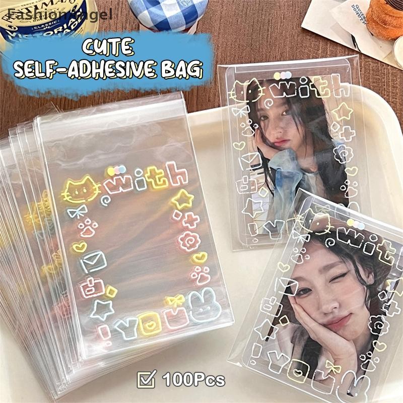 FashionAngel 100 ชิ้นการ์ตูน Graffiti ลูกแมว Self-Adhesive กระเป๋า Candy บรรจุภัณฑ์อาหารกระเป๋าขนาดเ